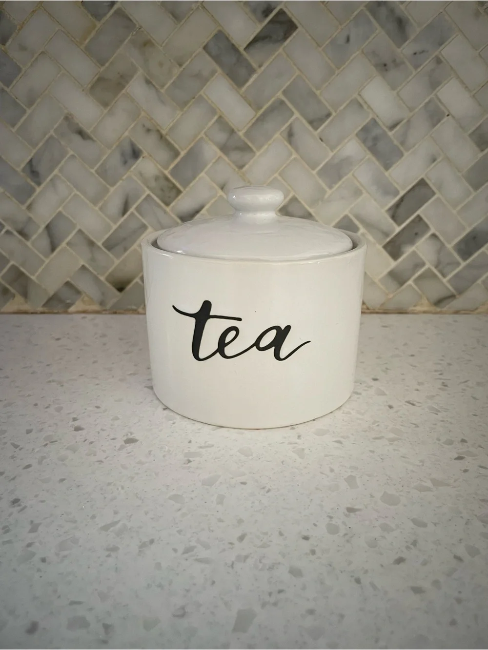 White Target Threshold Tea Canister Container with Lid Farmhouse 4in
